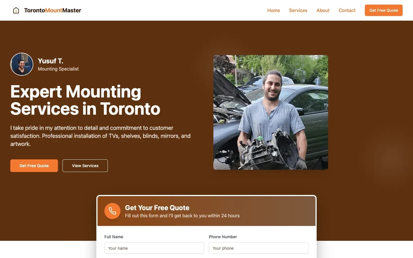 Toronto Mount Master homepage: “Expert mounting services in Toronto”